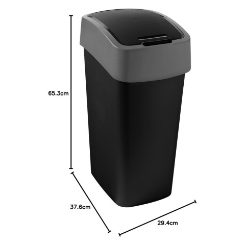 Kosz na śmieci FLIP BIN 45L czarno-srebrny Kosz na śmieci FLIP BIN 45L czarno-srebrny