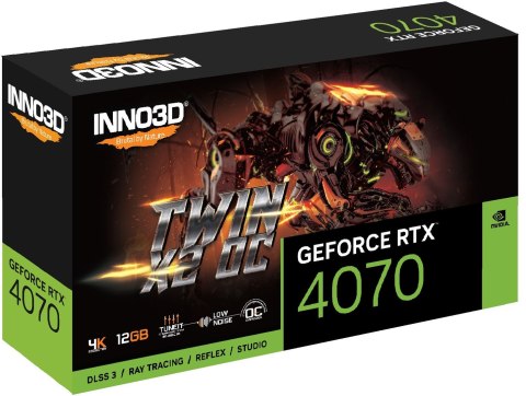 Karta graficzna INNO3D GeForce RTX 4070 TWIN X2 OC 12GB GDDR6X DLSS 3 Karta graficzna INNO3D GeForce RTX 4070 TWIN X2 OC 12GB GDDR6X DLSS 3