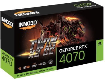 Karta graficzna - Inno3D GeForce RTX 4070 Twin X2 OC 12GB GDDR6X DLSS 3 Karta graficzna - Inno3D GeForce RTX 4070 Twin X2 OC 12GB GDDR6X DLSS 3