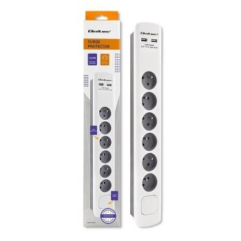 QOLTEC LISTWA ZASILAJĄCA ANTYPRZEPIĘCIOWA | 6 GNIAZD | 2 X USB | 1.8M | BIAŁO-SZARA QOLTEC LISTWA ZASILAJĄCA ANTYPRZEPIĘCIOWA | 6 GNIAZD | 2 X USB | 1.8M | BIAŁO-SZARA