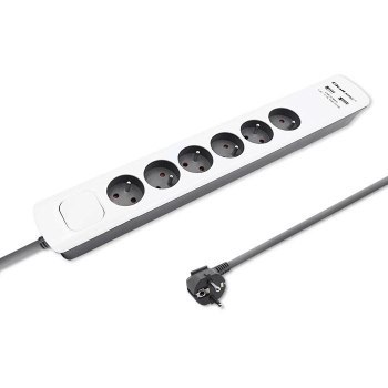 QOLTEC LISTWA ZASILAJĄCA ANTYPRZEPIĘCIOWA | 6 GNIAZD | 2 X USB | 1.8M | BIAŁO-SZARA QOLTEC LISTWA ZASILAJĄCA ANTYPRZEPIĘCIOWA | 6 GNIAZD | 2 X USB | 1.8M | BIAŁO-SZARA