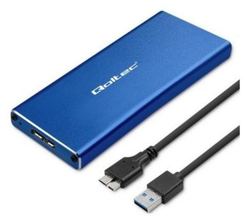 Qoltec Aluminiowa Obudowa | Kieszeń na dysk M.2 SSD | SATA | NGFF | USB 3.0 | Super speed 5Gb/s | 2TB | Niebieski