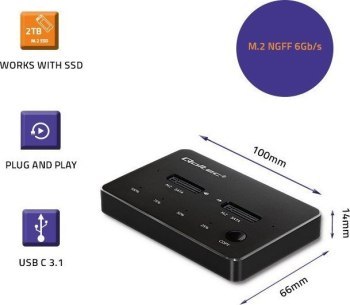 Qoltec Stacja dokująca dysków 2x SSD M.2 SATA | NGFF | USB typ C Qoltec Stacja dokująca dysków 2x SSD M.2 SATA | NGFF | USB typ C
