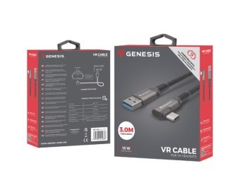 Genesis USB-C - USB-A 3.2 3.0m czarny PD 15W VR Genesis USB-C - USB-A 3.2 3.0m czarny PD 15W VR