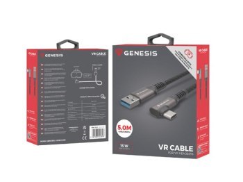 Genesis USB-C - USB-A 3.2 5.0m czarny PD 15W VR Genesis USB-C - USB-A 3.2 5.0m czarny PD 15W VR