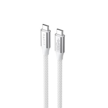 Kabel Havit Typ C-Typ C CB6290 (biały/szary; 100cm) Kabel Havit Typ C-Typ C CB6290 (biały/szary; 100cm)