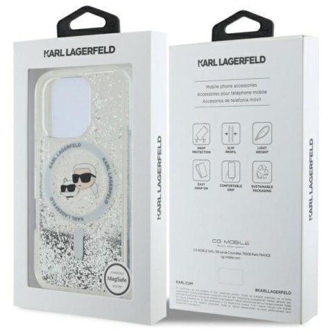 Karl Lagerfeld Liquid Glitter Karl & Choupette Head MagSafe - Etui iPhone 16 Pro (przezroczysty) Karl Lagerfeld Liquid Glitter Karl & Choupette Head MagSafe - Etui iPhone 16 Pro (przezroczysty)