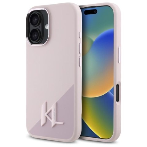 Karl Lagerfeld Silicone Shadow Metal Initial MagSafe - Etui iPhone 16 (różowy) Karl Lagerfeld Silicone Shadow Metal Initial MagSafe - Etui iPhone 16 (różowy)