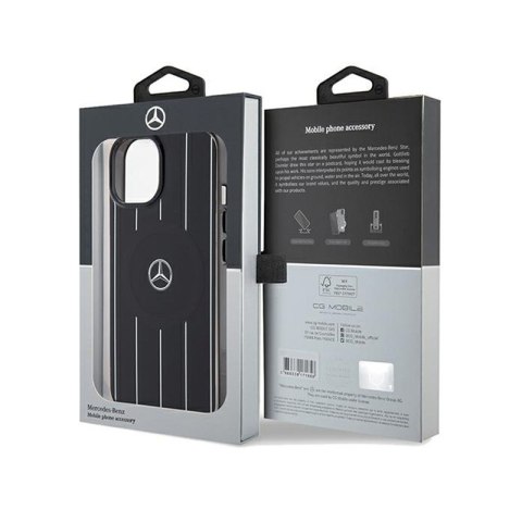 Mercedes Double Layer Crossed Lines MagSafe - Etui iPhone 15 (czarny) Mercedes Double Layer Crossed Lines MagSafe - Etui iPhone 15 (czarny)