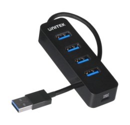 Unitek Hub USB-A, 4 porty USB 3.1, aktywny, 10 W