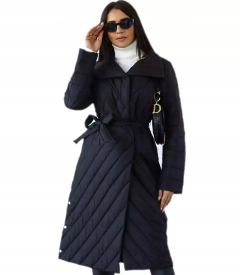 Damski płaszcz przejściowy pikowany Elegancki NATALIA (Czarny) Damski płaszcz przejściowy pikowany Elegancki NATALIA (Czarny)