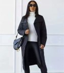Damski płaszcz przejściowy pikowany Elegancki NATALIA (Czarny)