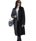 Damski płaszcz przejściowy pikowany Elegancki NATALIA (Czarny)