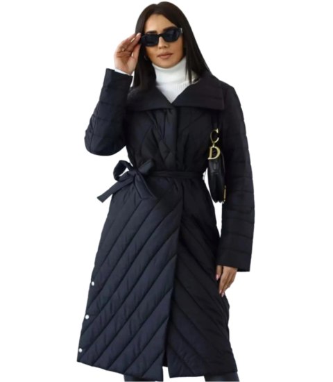 Damski płaszcz przejściowy pikowany Elegancki NATALIA (Czarny) Damski płaszcz przejściowy pikowany Elegancki NATALIA (Czarny)