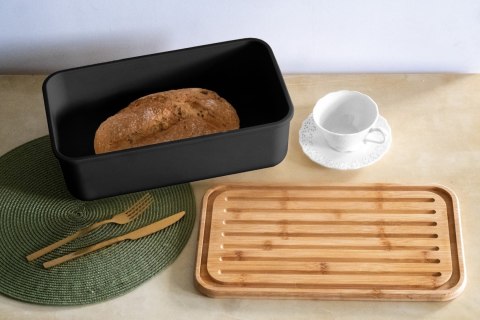 CHLEBAK STALOWY MAŁY Z DESKĄ DO KROJENIA PIECZYWA PROSTOKĄTNY CZARNY BRUNBESTE BB-2767 CHLEBAK STALOWY MAŁY Z DESKĄ DO KROJENIA PIECZYWA PROSTOKĄTNY CZARNY BRUNBESTE BB-2767