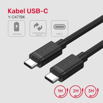 Unitek przewód USB Typ-C do USB Typ-C 3m Unitek przewód USB Typ-C do USB Typ-C 3m