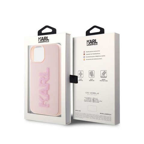 Karl Lagerfeld 3D Rubber Glitter Logo - Etui iPhone 15 Plus (różowy) Karl Lagerfeld 3D Rubber Glitter Logo - Etui iPhone 15 Plus (różowy)