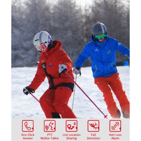 Kask narciarski Bluetooth 54-58cm Intercom/SOS biał Kask narciarski Bluetooth 54-58cm Intercom/SOS biał