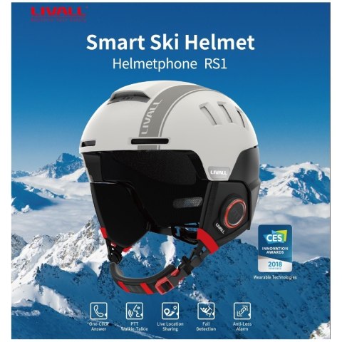 Kask narciarski Bluetooth 54-58cm Intercom/SOS biał Kask narciarski Bluetooth 54-58cm Intercom/SOS biał