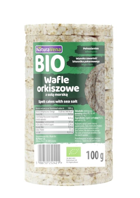 WAFLE ORKISZOWE PEŁNOZIARNISTE Z SOLĄ MORSKĄ BIO 100 g - NATURAVENA WAFLE ORKISZOWE PEŁNOZIARNISTE Z SOLĄ MORSKĄ BIO 100 g - NATURAVENA