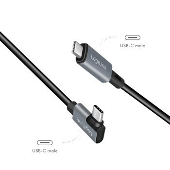 LogiLink USB-C 2.0m kątowy czarny LogiLink USB-C 2.0m kątowy czarny