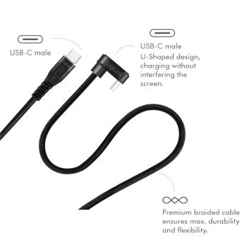 LogiLink USB-C 2.0m w oplocie kątowy czarny LogiLink USB-C 2.0m w oplocie kątowy czarny