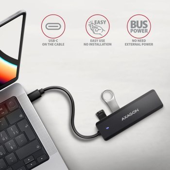 Hub aktywny Axagon HUE-C1C USB-C 3.2 Gen1 do 4x USB-A 3.2 Gen + 1xUSB-C do ładowania czarny Hub aktywny Axagon HUE-C1C USB-C 3.2 Gen1 do 4x USB-A 3.2 Gen + 1xUSB-C do ładowania czarny