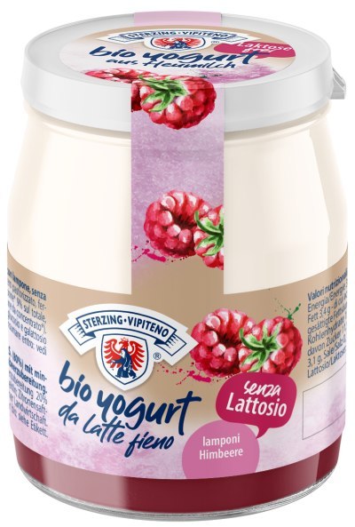 JOGURT MALINOWY Z MLEKA SIENNEGO O OBNIŻONEJ ZAWARTOŚCI LAKTOZY BEZGLUTENOWY BIO 150 g (SŁOIK) - STERZING-VIPITENO JOGURT MALINOWY Z MLEKA SIENNEGO O OBNIŻONEJ ZAWARTOŚCI LAKTOZY BEZGLUTENOWY BIO 150 g (SŁOIK) - STERZING-VIPITENO