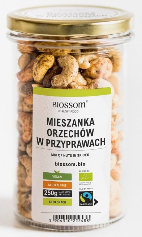 MIX ORZECHÓW W PRZYPRAWACH FAIR TRADE BEZGLUTENOWE BIO 250 g - BIOSSOM MIX ORZECHÓW W PRZYPRAWACH FAIR TRADE BEZGLUTENOWE BIO 250 g - BIOSSOM