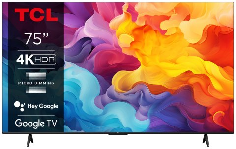 Telewizor TCL 75P655 LED 75" 4K Ultra HD Google TV Dolby Audio DVB-T2 Czarny Telewizor TCL 75P655 LED 75" 4K Ultra HD Google TV Dolby Audio DVB-T2 Czarny