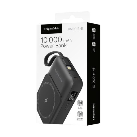 POWER BANK indukcyjny Kruger&Matz 10000 mAh Mag Safe z kablem czarny POWER BANK indukcyjny Kruger&Matz 10000 mAh Mag Safe z kablem czarny