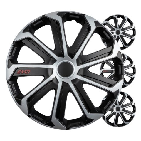 Kołpaki samochodowe 4szt. komplet evo czarno srebrne 16" cali color box Kołpaki samochodowe 4szt. komplet evo czarno srebrne 16" cali color box