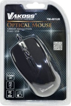 Mysz VAKOSS TM-481UK (optyczna; 1200 DPI; kolor czarny)
