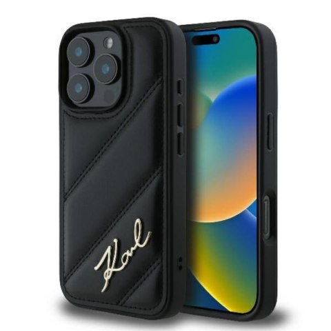 Karl Lagerfeld Quilted Signature - Etui iPhone 16 Pro (czarny) Karl Lagerfeld Quilted Signature - Etui iPhone 16 Pro (czarny)