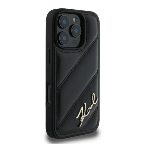 Karl Lagerfeld Quilted Signature - Etui iPhone 16 Pro (czarny) Karl Lagerfeld Quilted Signature - Etui iPhone 16 Pro (czarny)