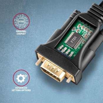 Adapter Axagon ADS-1PQN USB 2.0 -> port szeregowy RS-232 DB9 M 1.5m Adapter Axagon ADS-1PQN USB 2.0 -> port szeregowy RS-232 DB9 M 1.5m