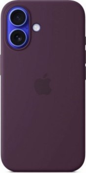 Apple iPhone 16 Silicone Case with MagSafe plum Apple iPhone 16 Silicone Case with MagSafe plum