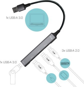 I-tec USB 3.0 Metal HUB Mini 4 porty USB 1x USB 3.0 + 3x USB 2.0 I-tec USB 3.0 Metal HUB Mini 4 porty USB 1x USB 3.0 + 3x USB 2.0