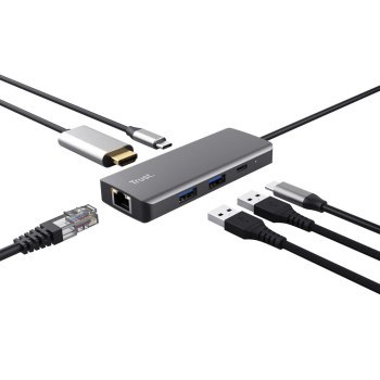 Multi-Port Adapter Trust DALYX 6-IN-1 USB-C Silver Multi-Port Adapter Trust DALYX 6-IN-1 USB-C Silver