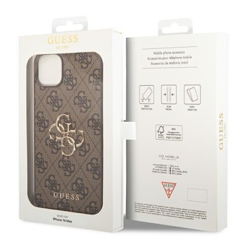 Guess 4G Big Metal Logo - Etui iPhone 14 (brązowy) Guess 4G Big Metal Logo - Etui iPhone 14 (brązowy)