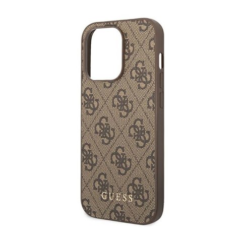 Guess 4G Metal Gold Logo - Etui iPhone 14 Pro (brązowy) Guess 4G Metal Gold Logo - Etui iPhone 14 Pro (brązowy)
