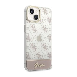 Guess 4G Stripe Script Logo Electroplated Pattern - Etui iPhone 14 Plus (różowy)