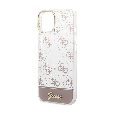 Guess 4G Stripe Script Logo Electroplated Pattern - Etui iPhone 14 Plus (różowy) Guess 4G Stripe Script Logo Electroplated Pattern - Etui iPhone 14 Plus (różowy)