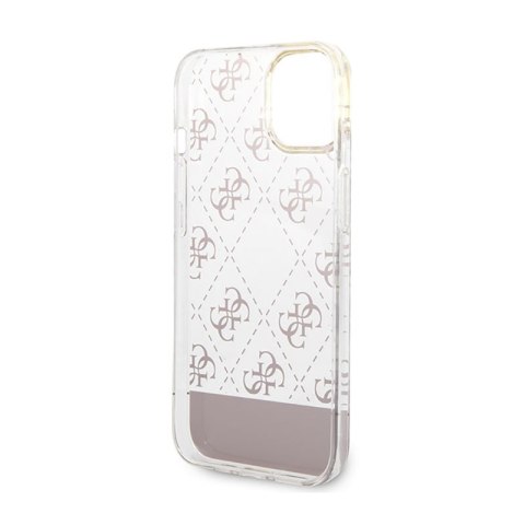 Guess 4G Stripe Script Logo Electroplated Pattern - Etui iPhone 14 Plus (różowy) Guess 4G Stripe Script Logo Electroplated Pattern - Etui iPhone 14 Plus (różowy)