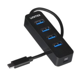 Unitek Hub USB-C, 4 porty USB 3.1, aktywny, 10 W