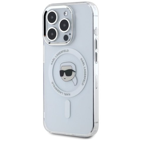 Karl Lagerfeld IML Metal Karl Head MagSafe - Etui do iPhone 15 Pro Max (biały) Karl Lagerfeld IML Metal Karl Head MagSafe - Etui do iPhone 15 Pro Max (biały)