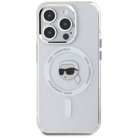 Karl Lagerfeld IML Metal Karl Head MagSafe - Etui do iPhone 15 Pro Max (biały) Karl Lagerfeld IML Metal Karl Head MagSafe - Etui do iPhone 15 Pro Max (biały)