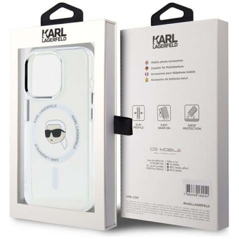 Karl Lagerfeld IML Metal Karl Head MagSafe - Etui do iPhone 15 Pro Max (biały) Karl Lagerfeld IML Metal Karl Head MagSafe - Etui do iPhone 15 Pro Max (biały)