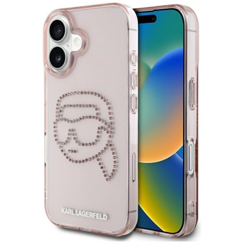 Karl Lagerfeld IML Rhinestones Karl Head - Etui do iPhone 16 (różowy) Karl Lagerfeld IML Rhinestones Karl Head - Etui do iPhone 16 (różowy)