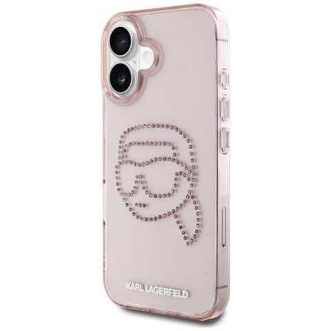 Karl Lagerfeld IML Rhinestones Karl Head - Etui do iPhone 16 (różowy) Karl Lagerfeld IML Rhinestones Karl Head - Etui do iPhone 16 (różowy)